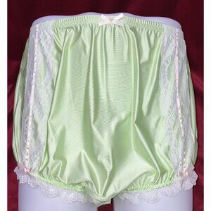 NIP 2X 3X Ritzy Knickers Can Can Granny Panty Silky Nylon Satin Lace Brief Sissy